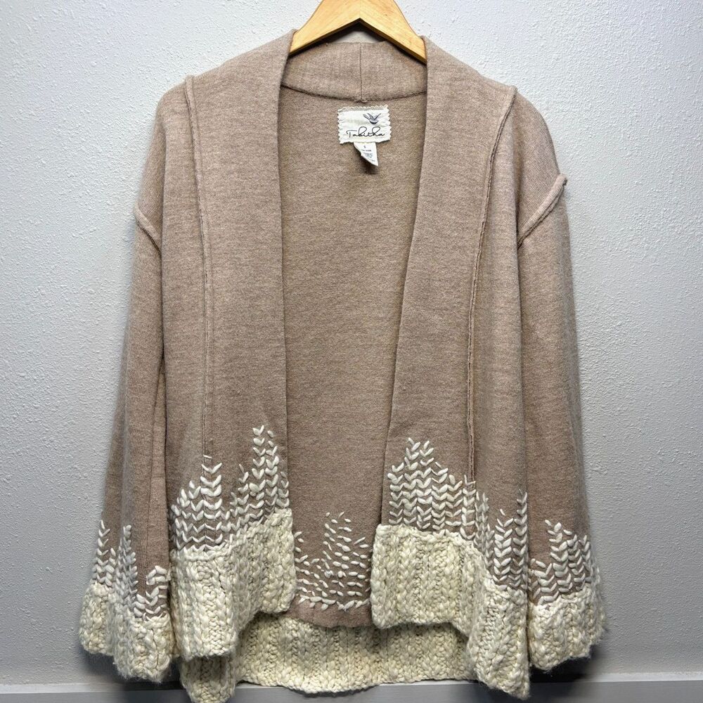 Anthropologie TABITHA Women’s 100% Wool Rising Snowdrop Cardigan Sweater SMALL